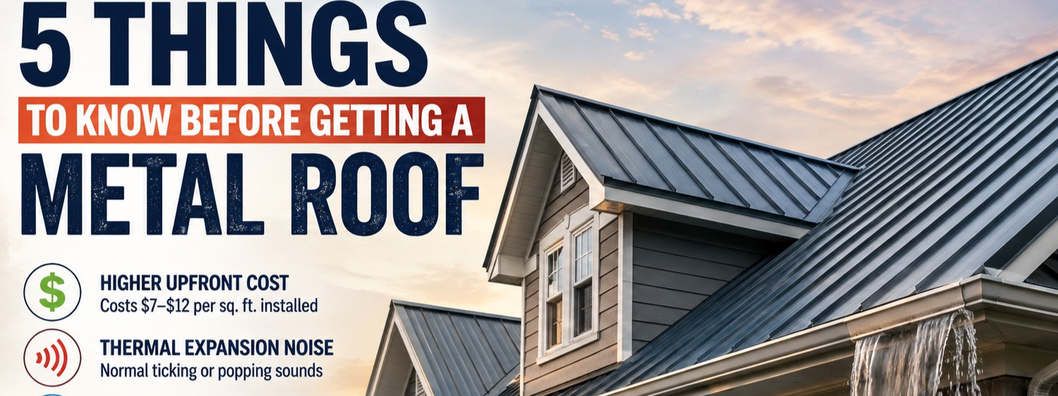 Slide image showing 5 things to know before getting metal roof